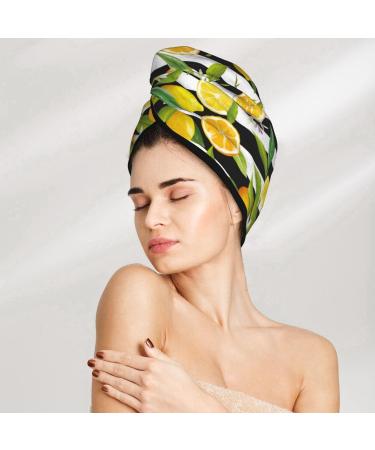 Super Absorbent Microfiber Hair Towel Wrap for Women - Orange & Lemon Coral Velvet Quick Dry Cap for Long Curly Thick Hair - Buy Online on GoSupps.com