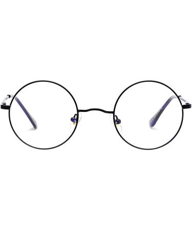 Buy AZorb Blue Light Blocking Glasses | Retro Round Metal Frame for Women & Men | Stylish Black 46mm Eyeglasses - Buy Online on GoSupps.com