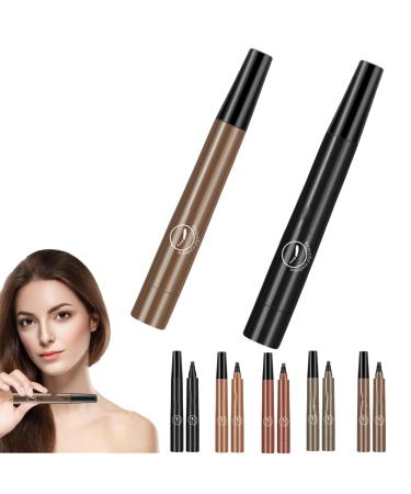 Cohbskj Glowly Secret Eyebrow Pen Unique Quad Eyebrow Pencil Quad Forked Liquid Eyebrow Pencil Long-Lasting Waterproof Microblading Eyebrow Pen (2PCS-C)