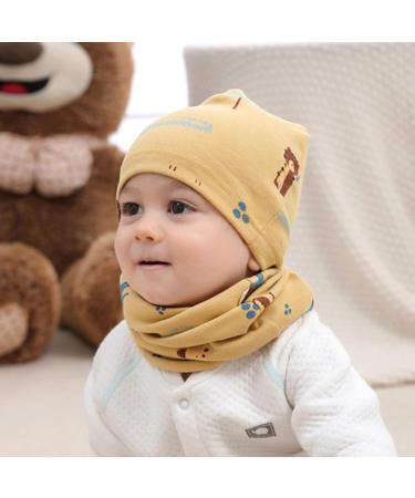 VUCDXOP Baby Cotton Hat Scarf Set for 0-6 Months | Beanie Hats + Tube Scarf | Winter Boys Girls Neckerchief Set | Color#3 - Buy Online on GoSupps.com