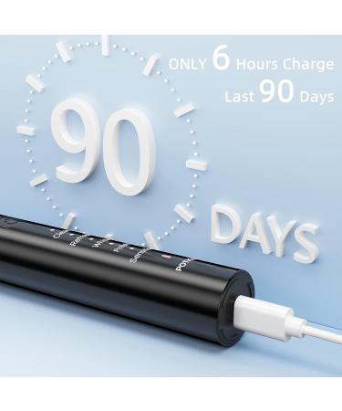 POTICO Sonic Electric Toothbrush for Adults | 8 Brush Heads, Smart Timer, 5 Modes | IPX7 Waterproof, Rechargeable | 90 Days Use with 1 Charge (Black) - Buy Online on GoSupps.com