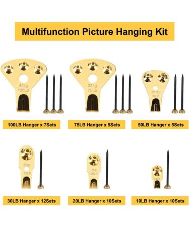 125 pcs Picture Hangers  Heavy Duty Picture Hanging Kit with Nails  Professional Picture Hanging Kit on Wooden/Drywall for Canvas  Office Pictures  Clock  House Decoration  Holds 10-100 lbs - Buy Online on GoSupps.com