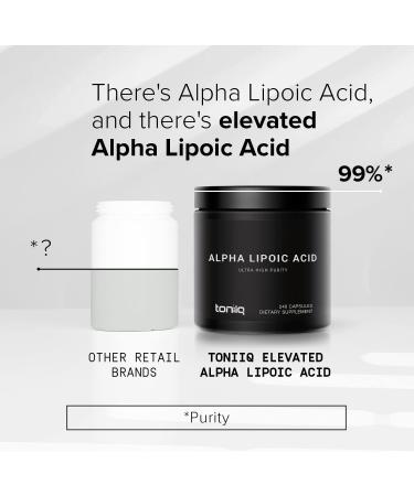 Toniiq 1000mg Ultra High Strength Alpha Lipoic Acid Capsules - 99%+ USP Standard - 240 Capsules - Buy Online on GoSupps.com