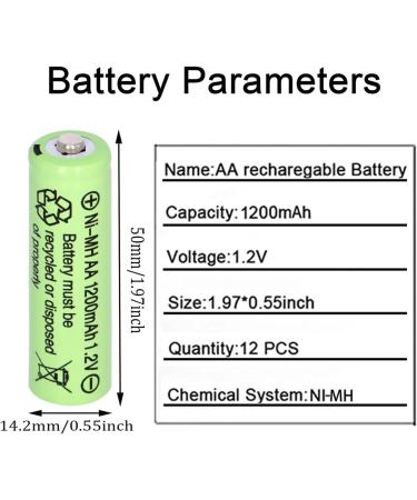 Ni-MH Rechargeable AA Batteries 1.2V 1200mAh - High Capacity for Solar Lights Mouse & Keyboard (Pack of 12 - Buy Online on GoSupps.com