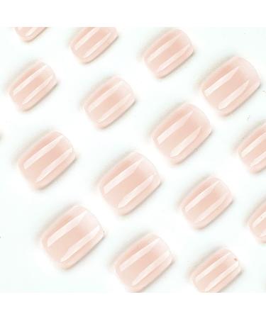 Gradient White Square Press on Nails - 24Pcs Cute Nude French Manicure Design - Buy Online on GoSupps.com