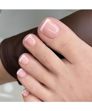 French False Toenails - Nude Fake Toe Nail - Stick on Toenails with Nail Glue - Acrylic Press on Toenails - Toe Nail Extensions with Short Nail Tips - Nail Art Set for Women Girls - Buy Online on GoSupps.com