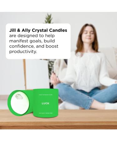 Luck Crystal Manifestation Candle - 14 oz | 65 Hour Burn | Clear Quartz for Prosperity & Abundance | Join the Lucky Girl Syndrome Movement - Buy Online on GoSupps.com