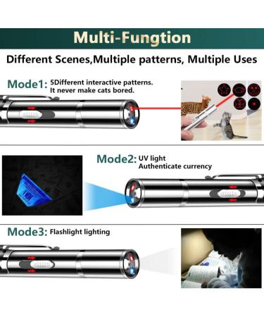 Cat and Dog Laser Pointer Toy | 7 Adjustable Patterns, Long Range, 3 Modes | Interactive Training Chaser Toy with USB Recharge - Buy Online on GoSupps.com
