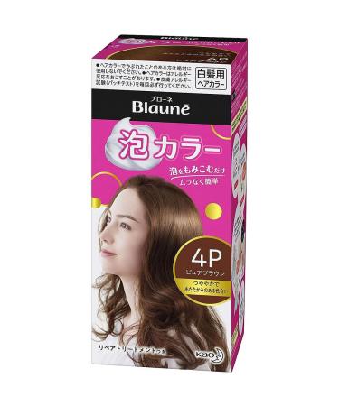 Kao Blaune Bubble Hair Color For Gray Hair - 4P Pure Brown (Green Tea Set)
