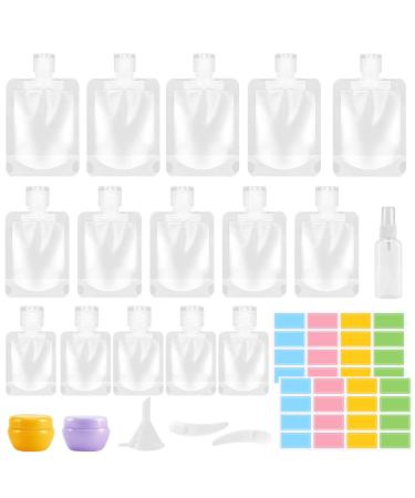 23 Pcs Travel Pouches for Toiletries, Refillable Travel Size Toiletries, Stand Up Pouches for Toiletry, Travel Pouch for Shampoo Lotion Soap 30ml 50ml 100ml, Leakproof Travel Containers for Toiletries