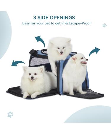 PetSfit TransportBox: Foldable Dog & Cat Carrying Bag - Portable Travel Bag with Shoulder Strap & Expandable Bed - L Size - Blue - Buy Online on GoSupps.com