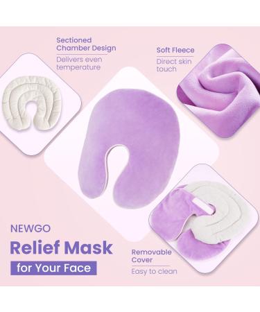Newgo Grain Pillow Eye Mask for Sinus Pressure Relief | Hot-Cold Therapy Reusable Face Mask for Migraines Tension & Headaches | Washable Cover - Violet - Buy Online on GoSupps.com