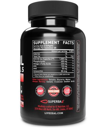 Antarctic Krill Oil 1000mg (120 Softgels) with EPA, DHA & Astaxanthin - Omega 3 Supplement for Joint, Brain & Heart Support - 120 Count - Buy Online on GoSupps.com