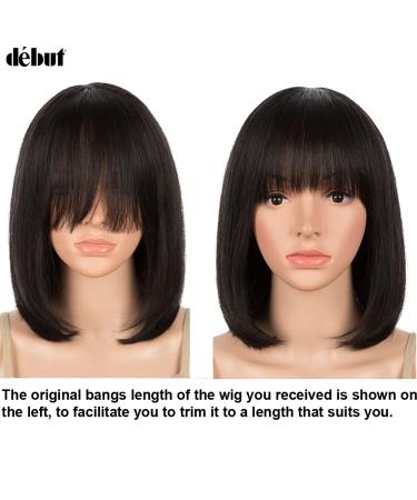 D BUT 10A Brazilian Virgin Remy Human Hair Wig with Bangs - Short Bob Pixie 25cm (1B) - Lightweight 103g - Buy Online on GoSupps.com