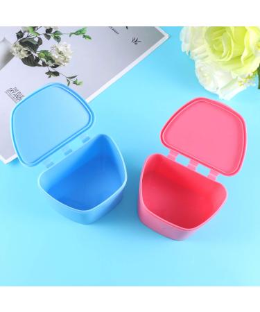 Portable Denture Case Holder - 2pcs False Teeth Box for Travel Cleaning (Blue and Rosy) - Buy Online on GoSupps.com