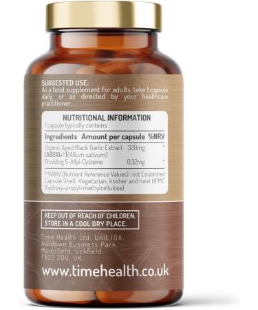 Organic Black Garlic Extract Capsules - 120 x 320mg - Clinically Proven ABG10+ Brand - Patented Formula with SAC - Vegan - UK Made - Buy Online on GoSupps.com