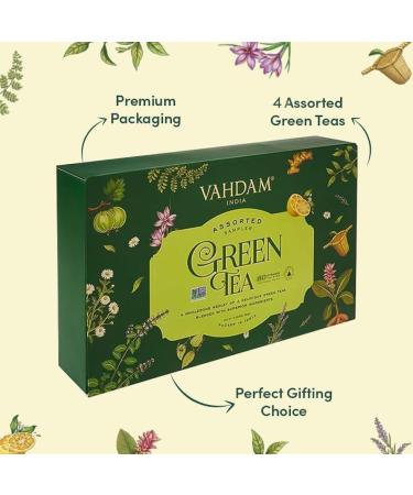 VAHDAM Green Tea Sampler Gift Set - 4 Flavors, 20 Tea Bags Each | Gluten Free Non GMO Christmas Tea Gift 2023 | Ideal Christmas Gift for Women, Men, and Adults - Buy Online on GoSupps.com