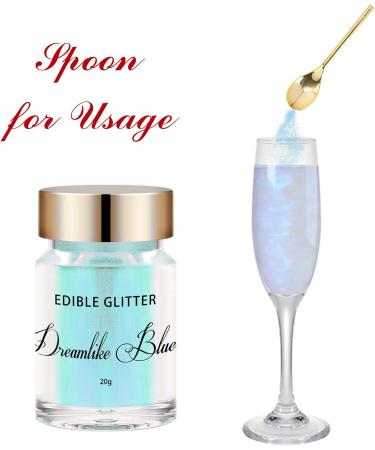 Edible Glitter Shimmer for Drinks -20g Edible Iridescent Rainbow Food Coloring Edible Metallic Powder Luster Dust for Cocktails Champagne Beverages DIY Cake - Blue - Buy Online on GoSupps.com
