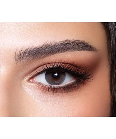 Bella Diamonds Colored Wood Stone (dioptria -0.00) - strongly covering monthly lenses for 3 months in dark gray particularly natural result for dark eyes - 1 pair