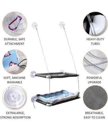 Cat Window Perch Deluxe Double Layer with Free Fleece Blanket & Toys | Large Cat Hammock for 55 lbs Cats | Space-Saving Sunbathing Bed - Buy Online on GoSupps.com