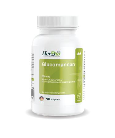 Vegan high -dose glucomannan capsules 500mg - 90 capsules - 100% glucomannan - natural fiber preparation for weight control - without additional ingredients -