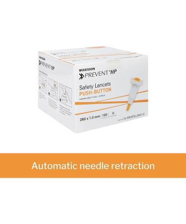 McKesson Prevent HP Safety Lancets - Sterile, Push-Button, 25 Gauge Needle, 1 mm - 100 Count (1 Pack) - Buy Online on GoSupps.com
