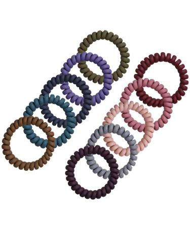 Pengxiaomei 10 Pcs Spiral Hair Ties - Colorful Matte Ponytail Holders for Women in 10 Style Colors - Buy Online on GoSupps.com