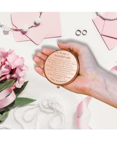 Personalized Rose Gold Compact Mirror for Wife | Unique Mother's Day Gift from Husband - Buy Online on GoSupps.com