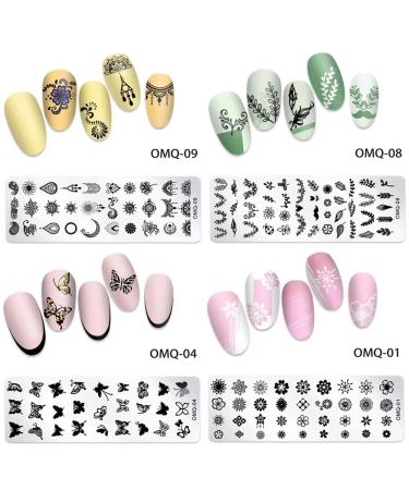 Faiteary 6Pcs Nail Stamping Plates Set - Butterfly Leaves Flowers Animals Letters Geometric Pattern for DIY Nail Art - Buy Online on GoSupps.com