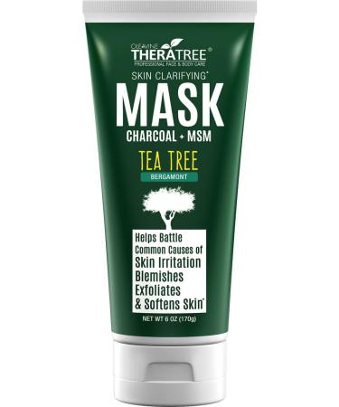 Oleavine Clarifying Mud Mask with Dead Sea Minerals  Activated Charcoal & Tea Tree for Face & Body TheraTree