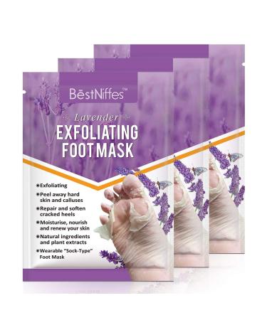 Foot Masks, Natural Exfoliator for Dry Dead Skin, Callus, Repair Rough Heels for Men Women (Lavender)