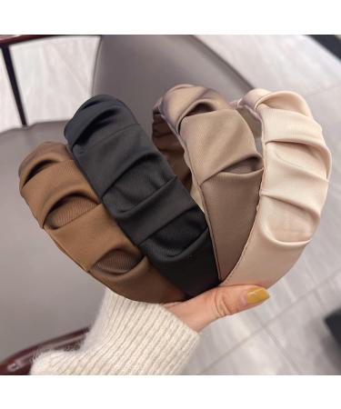 Pleated Fabric Headbands for Women Hair Band for Women Wide Women's Headband Hair Bands Hair Band Hair Accessories for Women Girls Beige - Buy Online on GoSupps.com