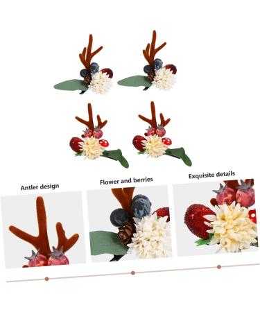 FRCOLOR 4 Pairs Reindeer Antler Hair Clip Christmas Horn Christmas Hair Bow Christmas Reindeer Hairpin Hair Clips for Kids Christmas Hair Decorations Miss Antler Hairpin Double Sided - Buy Online on GoSupps.com