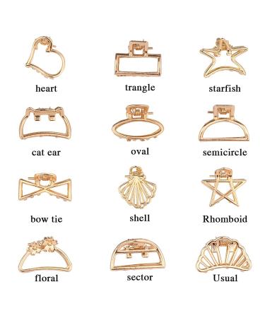 Gold Hair Claw Clips - Non-slip Metal Hair Clamps for Thick, Thin, Fine, Short and Long Hair - Mini Hair Accessories - Buy Online on GoSupps.com