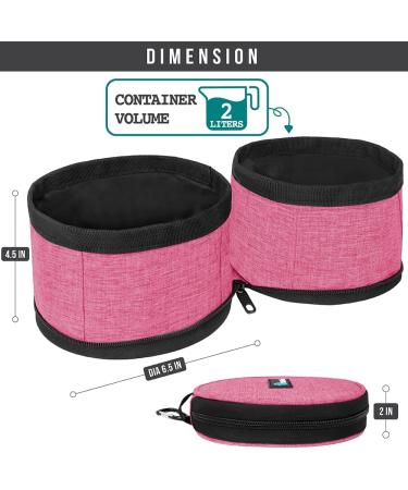 PetAmi Collapsible Dog Bowls - 2 Pack Travel Water & Food Bowls for Pets - Portable, Foldable & Lightweight - Pink - Buy Online on GoSupps.com