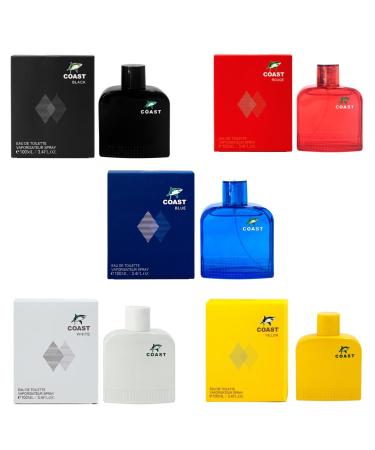 Coast Cologne for Men (3.4oz/100ml x 5Pcs) Eau de toilette Pack of 5pcs Fragrance for Men Coast 0.68 Fl Oz (Pack of 5) - Buy Online on GoSupps.com