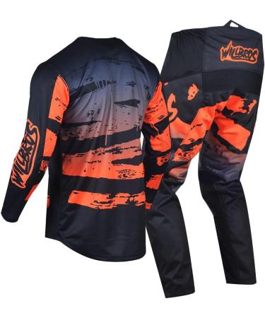 Willbros Motocross Jersey Pants Set - Men's & Women's Off-Road MX Racing Clothing | Black & Orange Size 32 - Buy Online on GoSupps.com