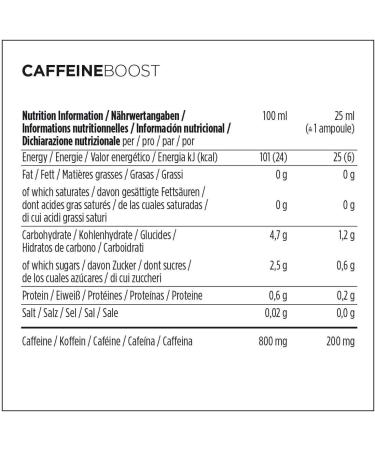Powerbar Caffeine Boost Ampoules 20x25ml | 200mg Caffeine Supplement for Energy Boost - Ship Worldwide - Buy Online on GoSupps.com