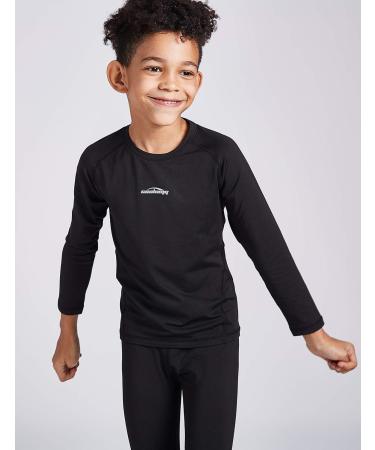 Coolomg Thermo Shirt for Boys & Girls - Compression Baselayer Top Warm T-Shirt for Kids & Teens - Size L Black - Buy Online on GoSupps.com