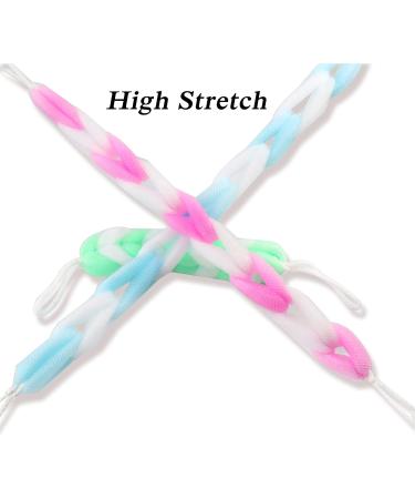 Echolife 3-Piece Mesh Back Scrub Shower Set - Stretchy Net Scrubber, Braided Style Pouf Puff, Nylon Material - Buy Online on GoSupps.com