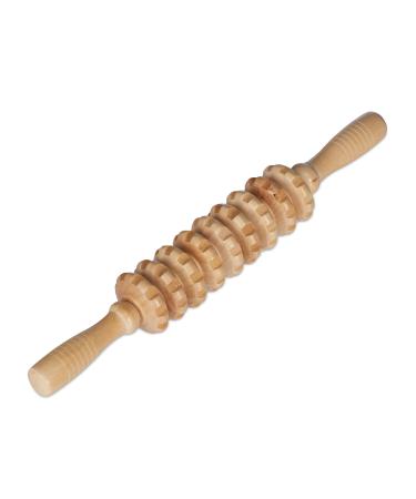 Relaxdays Massage Roller Wood Massage Stick with 2 Handles Manual Massager for Back Neck Arms & Legs Natural 1 Piece