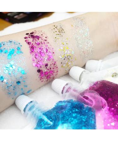 16 Color Sequins Glitter Gel - Long Lasting Festival Makeup for Women - Silver Chunky Glitter for Body, Face, Hair, Eyes - Easy to Apply & Clean - Buy Online on GoSupps.com