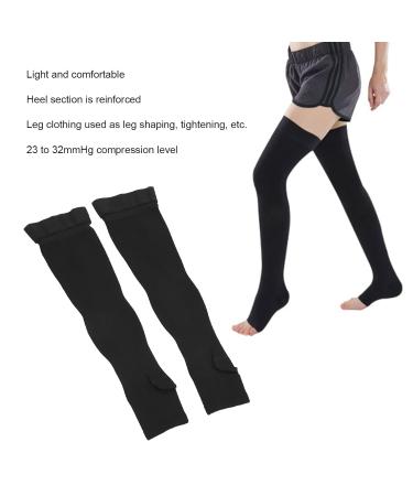 Open Toe Compression Socks 23-32 mmHg - Black Elastic Support Socks for Women | Travel Comfort | XL - Buy Online on GoSupps.com