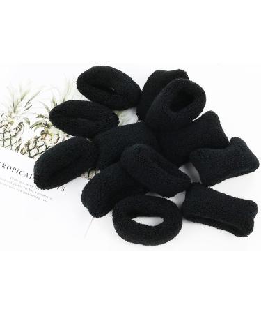12 Pack Terry Cotton Stretchy Fuzzy Hair Ties - Black Elastic Ponytail Holders for Women & Girls - Buy Online on GoSupps.com