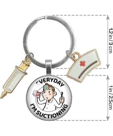 YAZMEEN Funny Transparent Cabochons Keychain - Ideal Gift for Nurses Doctors & Office Workers | Unique Pendant Metal Keychain - Buy Online on GoSupps.com