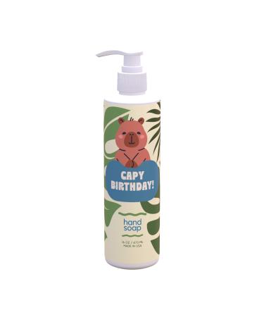 Birthday Hand Soap Capybara Birthday | Light Green Tea & Lemon Scent | 12 Pack 16 oz Pump | Funny Capy Birthday Decor | Paraben-Free Made in USA