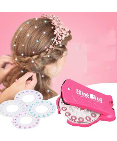 Hair Gem Stamper Hair Jewels Quick Gems For Hair Ultimate Set Glam Collections With 180 Gems (Pink Kit)