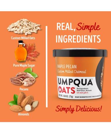 Umpqua Oats Maple Pecan Premium Oatmeal Cups - Pack of 8 | Custom Milled, Non-GMO, All Natural & No Mush - Buy Online on GoSupps.com