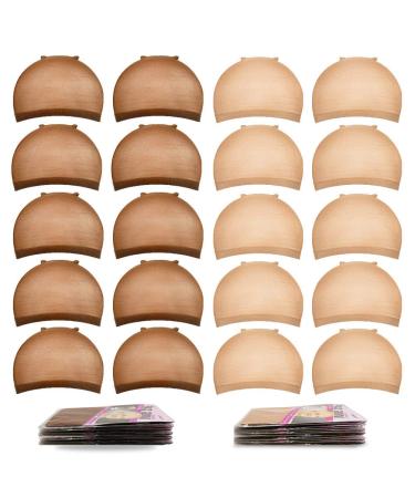 20Pcs Wig Caps MORGLES 10 Pcs Light Brown Wig Caps for Women & 10 Pcs Dark Brown Stretchy Stocking Wig Caps Nylon Nude&Brown - Buy Online on GoSupps.com