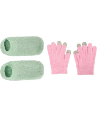 Qukaim Hydrating Gel Gloves Socks Hydrating Green Moisturizing Gel Socks & Pink Gel Gloves Set for Touch Screen Reusable Softening Repair of Dry Skin Care for Hands and Feet - Buy Online on GoSupps.com